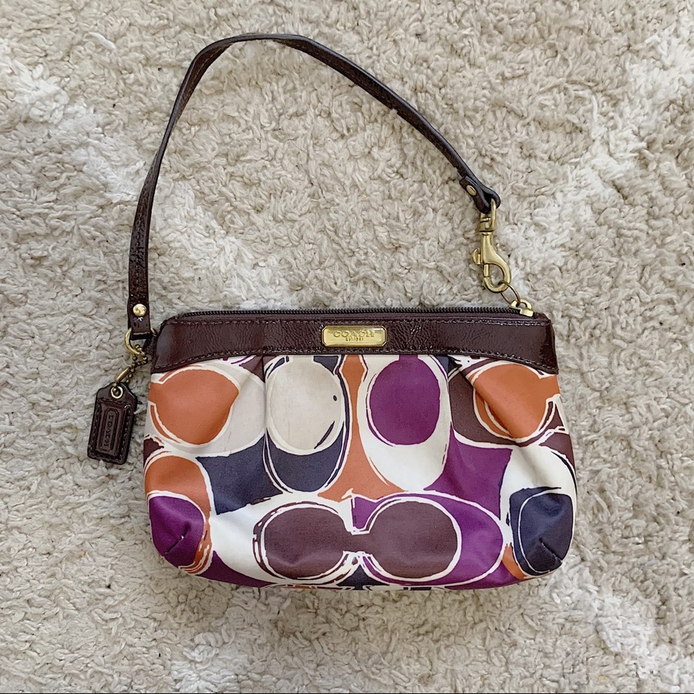 Coach multicolored wristlet/mini bag